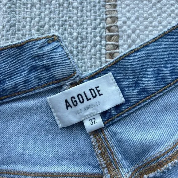 Agolde Criss Cross Dimension Blue Straight Leg High Rise Jeans Women’s Size 32 - Picture 8 of 10